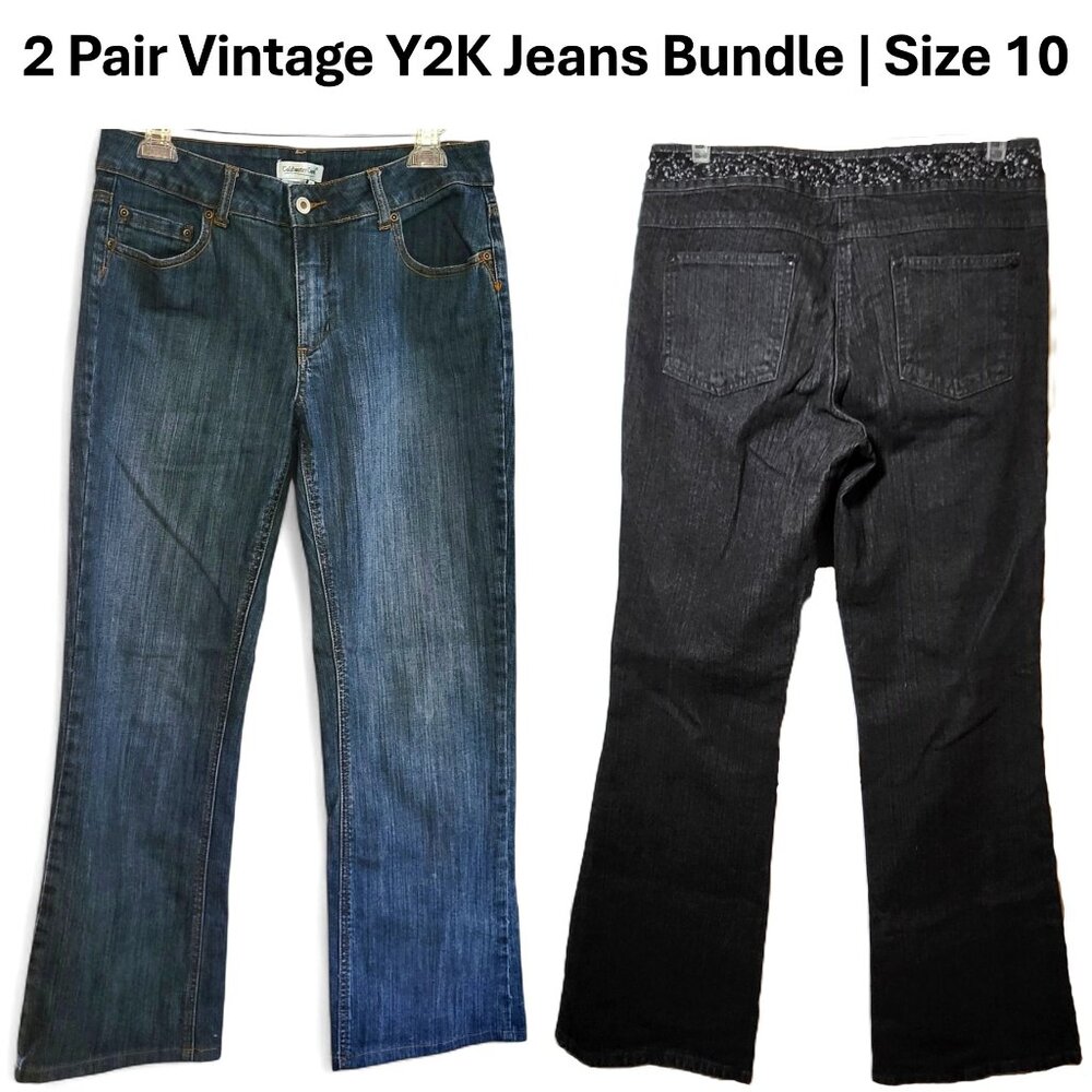 Vintage Y2K Size 10 Jeans Bundle | 2 Pair | Willi Smith Beaded + Coldwater Creek